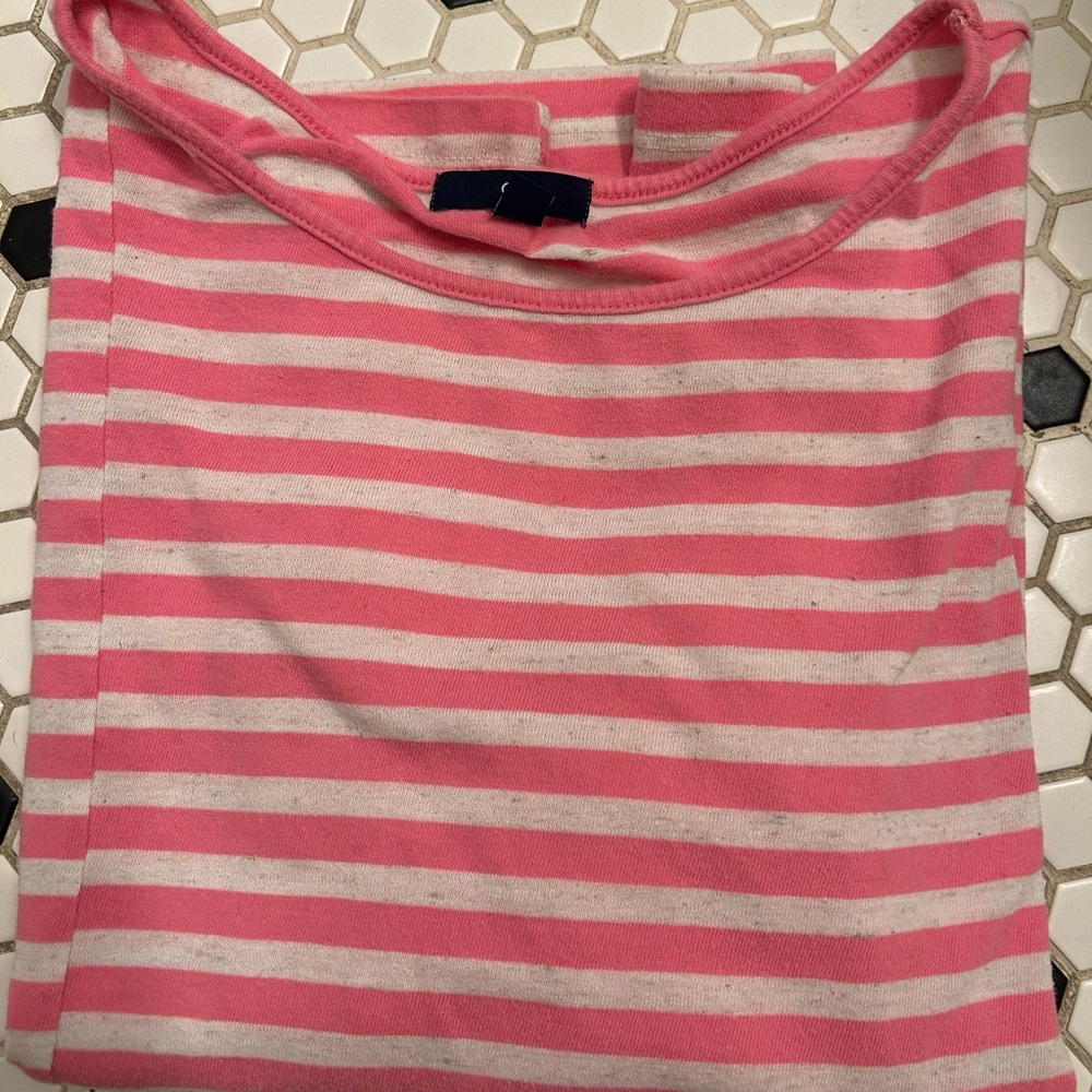 GAP Pink and White Striped Long Sleeve Tee